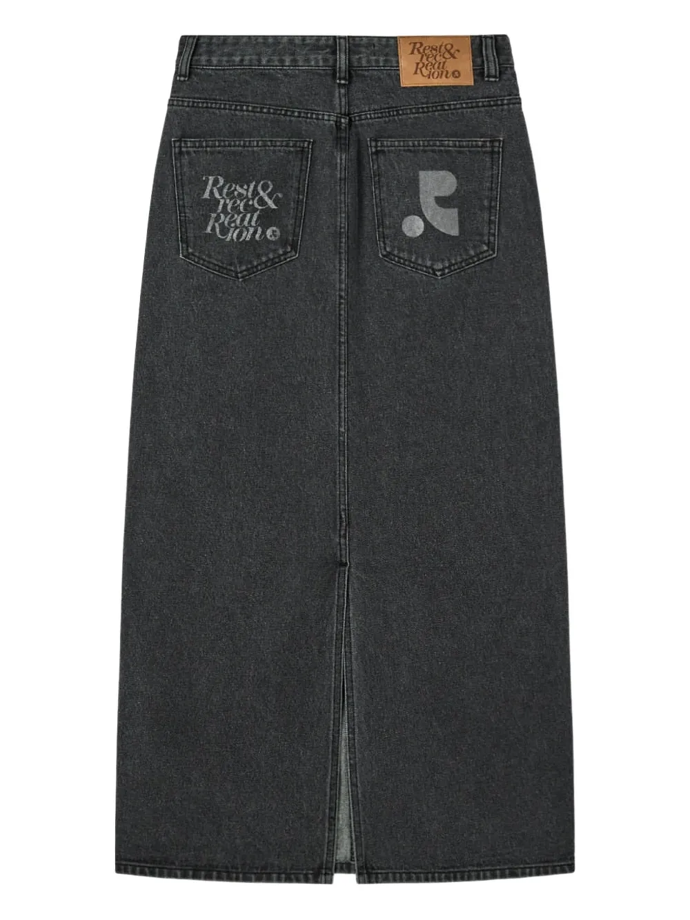 Rest&recreation Denim Maxi Skirt In Gray