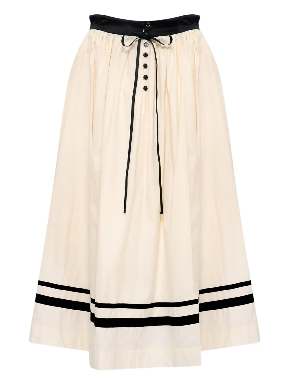 Renli Su Button Linen Midi Skirt In Metallic