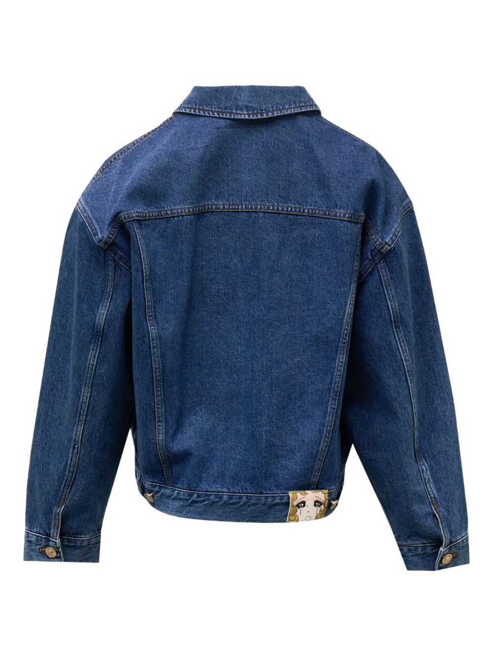 Pushbutton Bra Print Denim Jacket In Blue