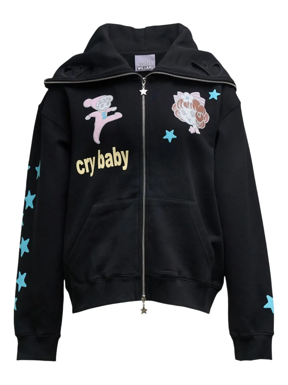 Ashley Williams Butterfly Zip Hoodie In Black