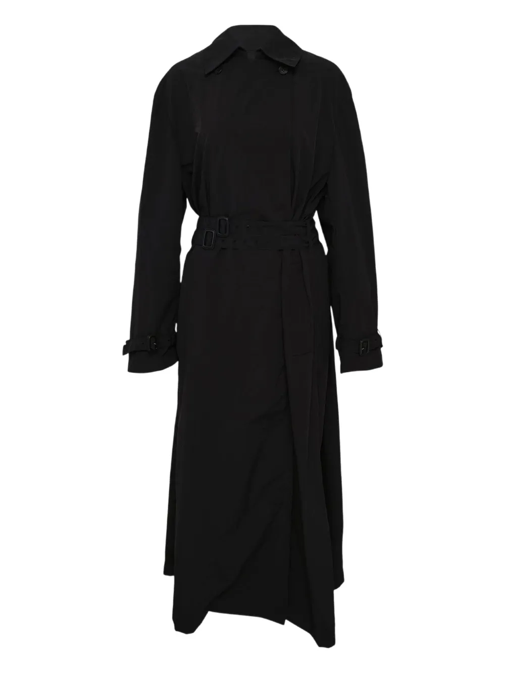 Mmam Long Poncho Trench Coat In Black