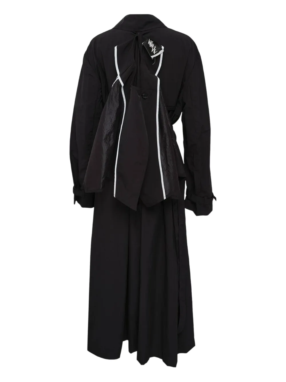 Mmam Long Poncho Trench Coat In Black