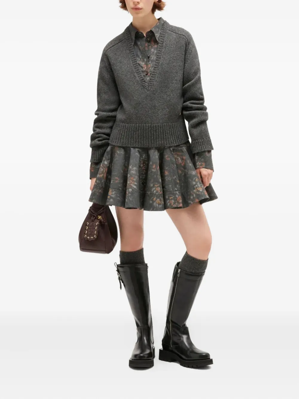 GANNI Top met diepe V-hals Grijs