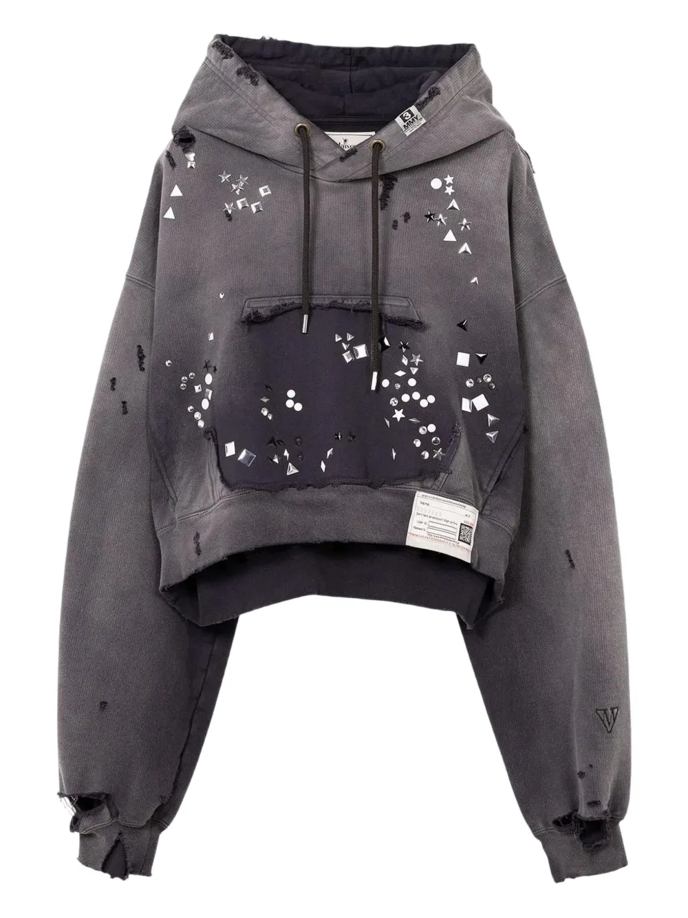 Maison MIHARA YASUHIRO ラインストーン パーカー - ブラック