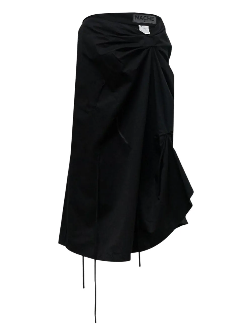 Hache Strap Pulled Asymmetric Skirt In Black