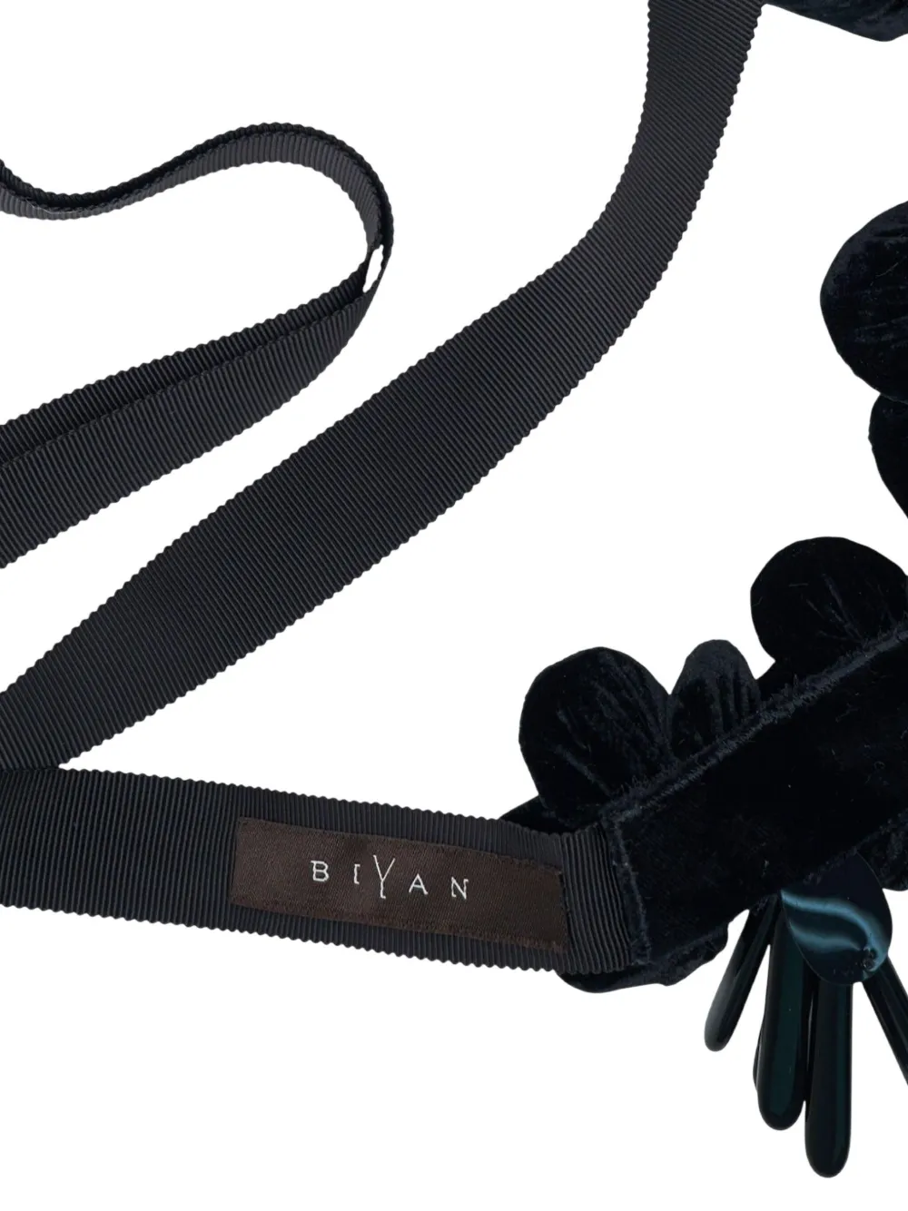 Biyan Flower Velvet Necklace In Black