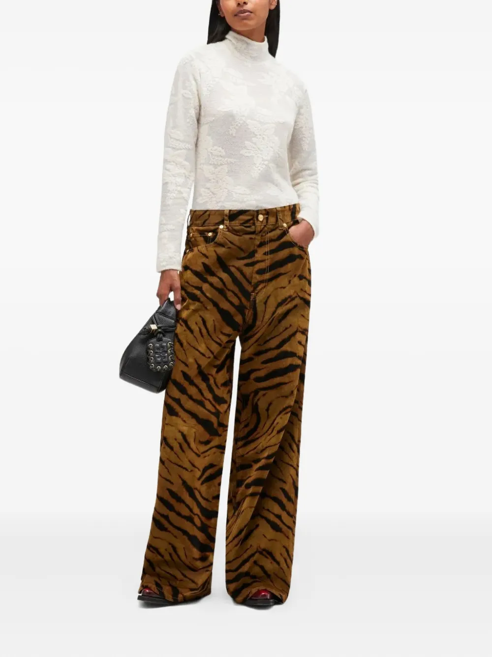 GANNI Jeans met zebraprint - Bruin