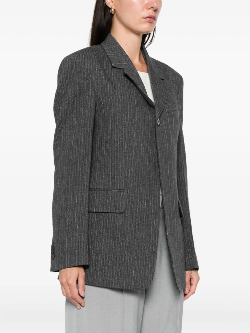 Hope Striped Fossil Blazer In Brown