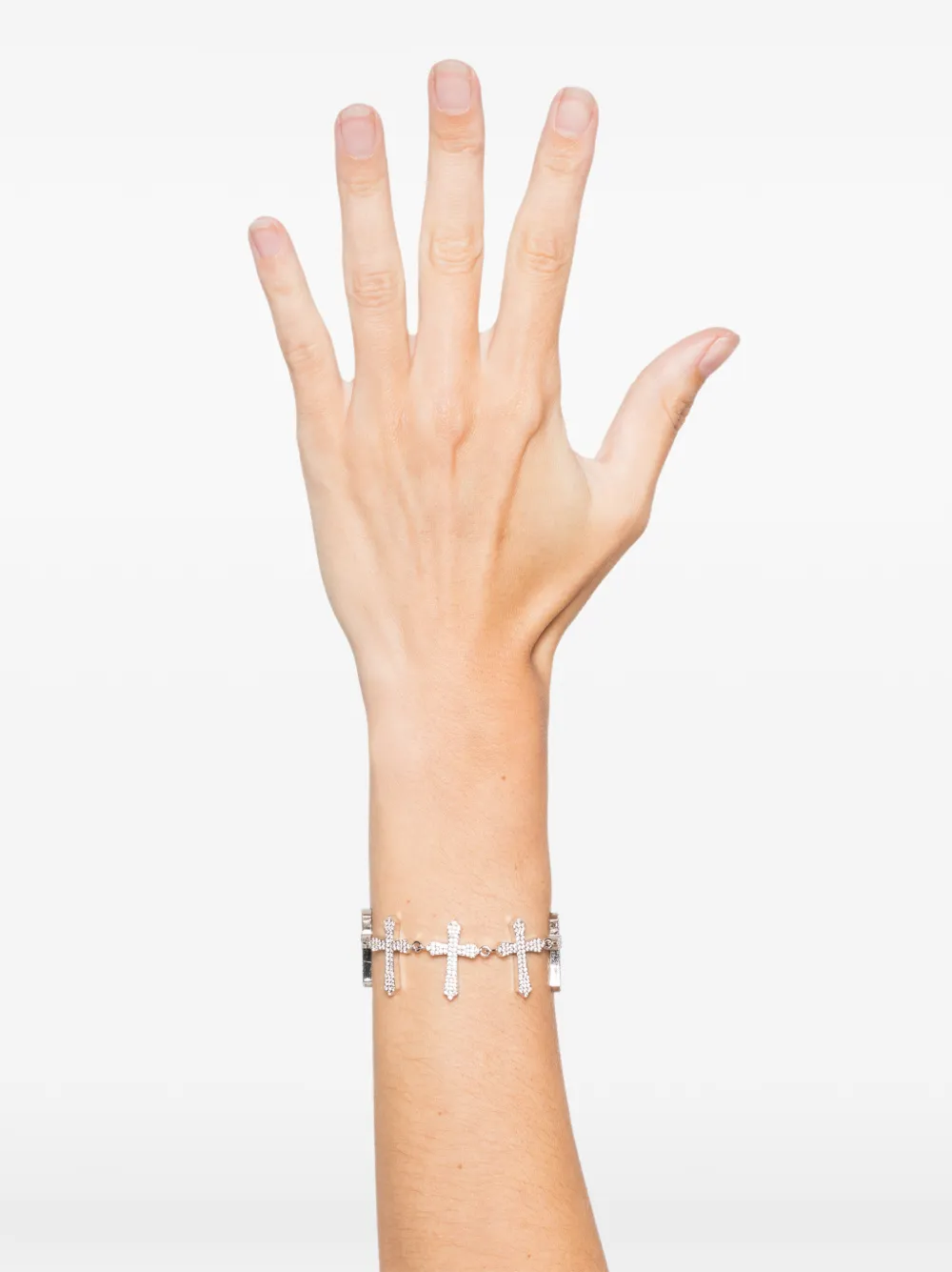 Darkai 18k White Gold Cross Tennis Bracelet In Metallic