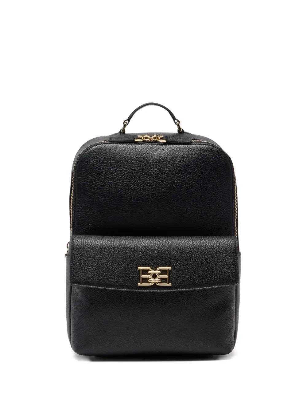 Bally Grained Leather Logo-plaque Backpack In Black