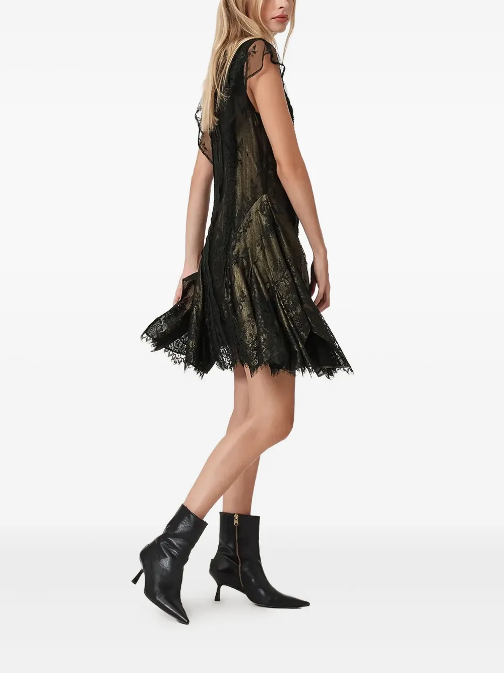 AllSaints Fleur mini-jurk met kant Zwart