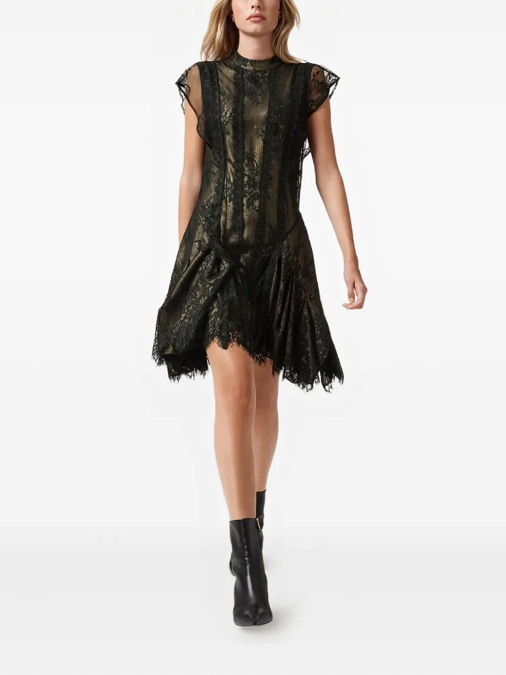 AllSaints Fleur mini-jurk met kant - Zwart