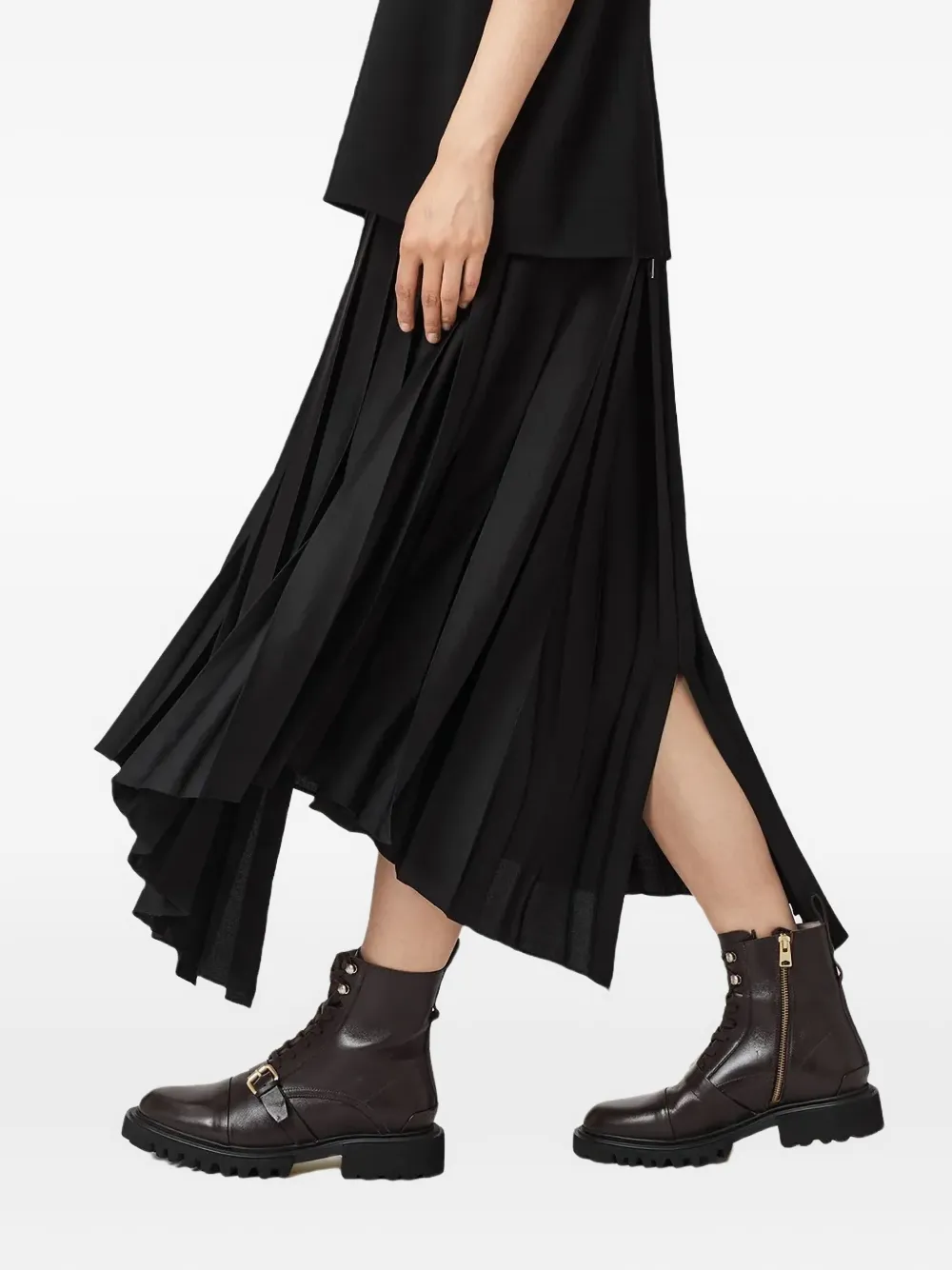 Allsaints Buckle Lace-up Boot In Brown