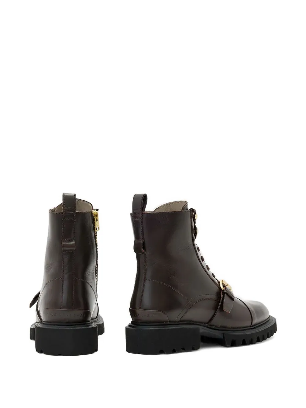 Allsaints Buckle Lace-up Boot In Brown