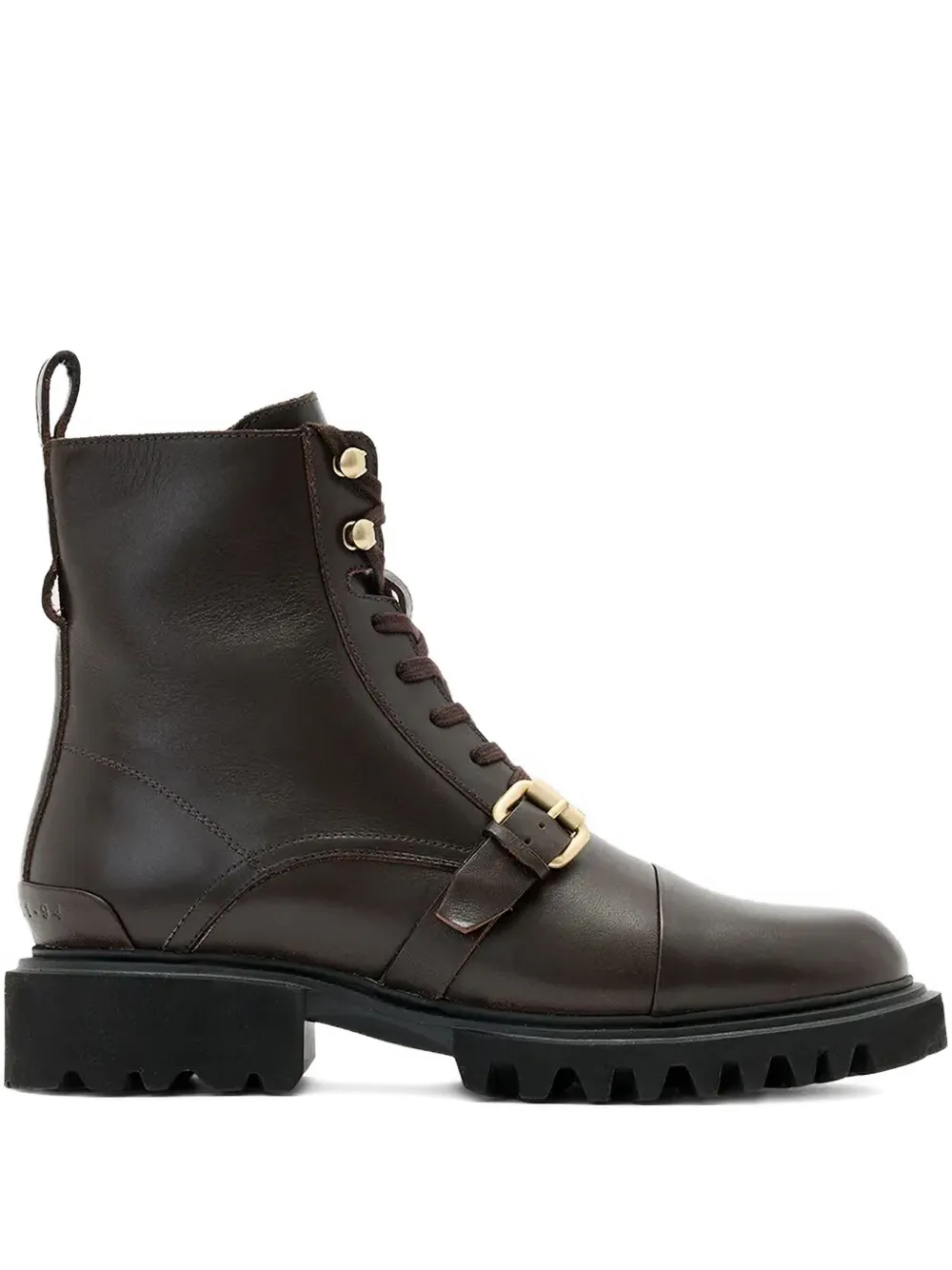 Allsaints Buckle Lace-up Boot In Brown
