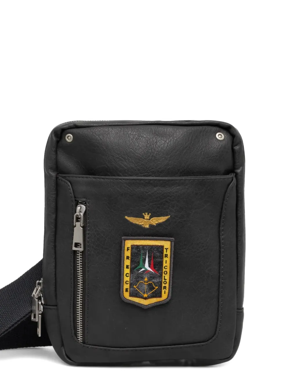 Aeronautica Militare zip logo-patch messenger bag - Nero