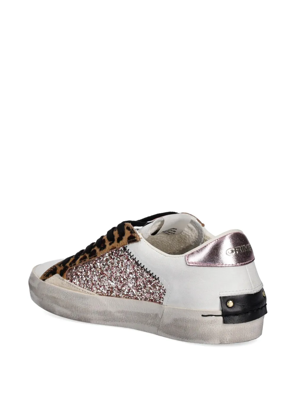 Crime London Sneakers met luipaardprint en glitter Wit