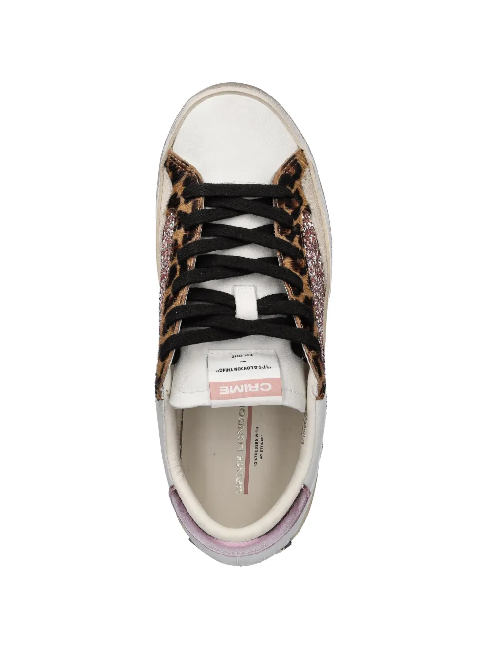 Crime London Sneakers met luipaardprint en glitter Wit