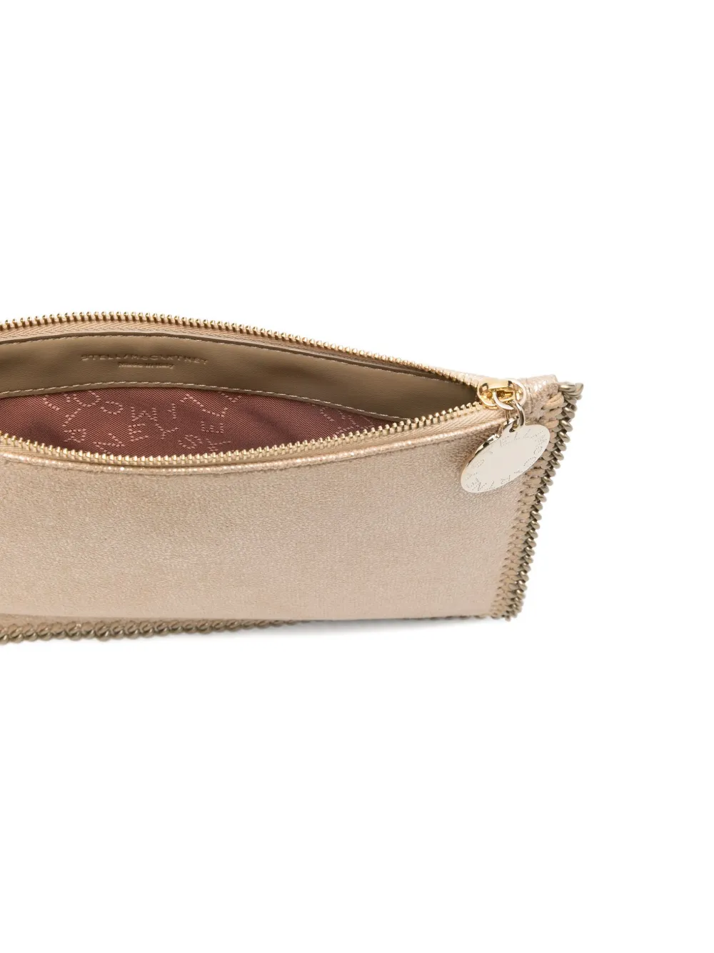 Stella Mccartney Chain Strap Metallic Clutch Bag In Pink