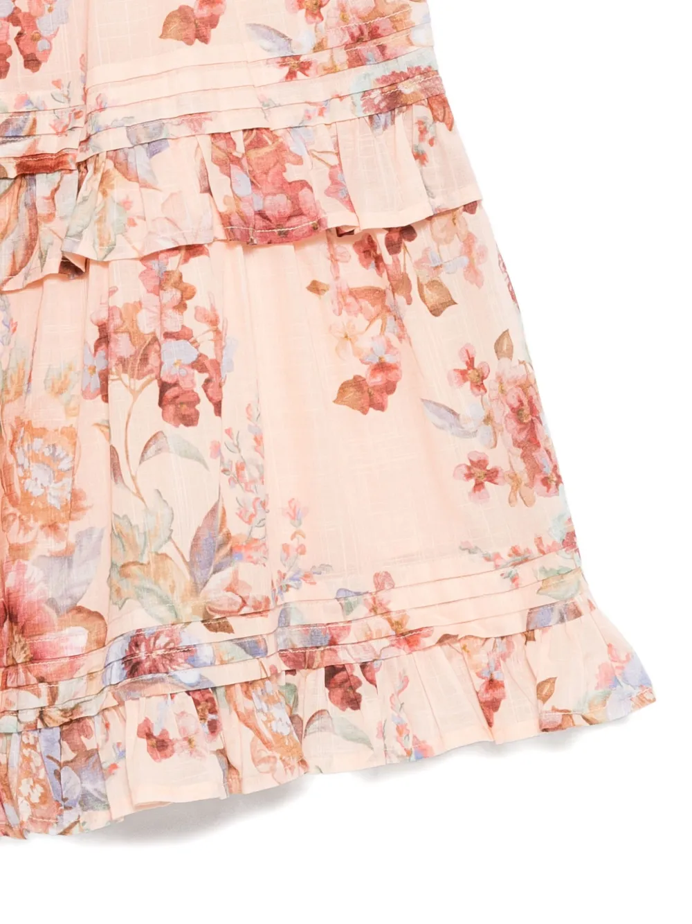 ZIMMERMANN Kids Awaken jurk met ruches en bloemenprint Roze