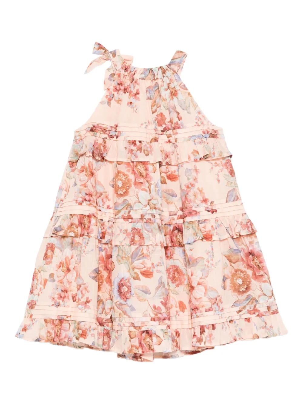 ZIMMERMANN Kids Awaken jurk met ruches en bloemenprint Roze