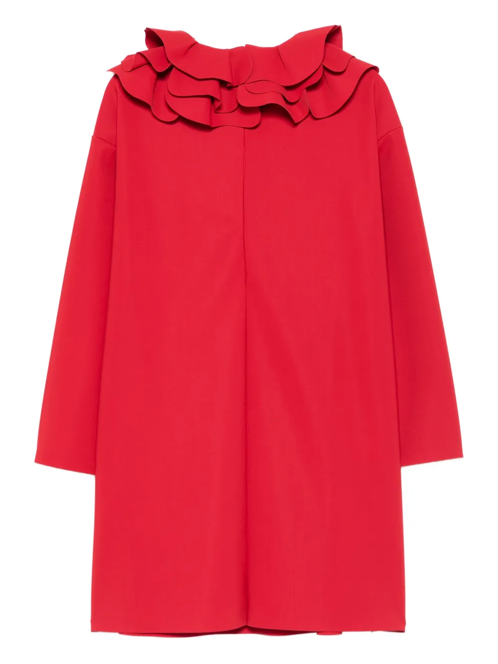 Il Gufo Ruffled Long-sleeve Dress In Red