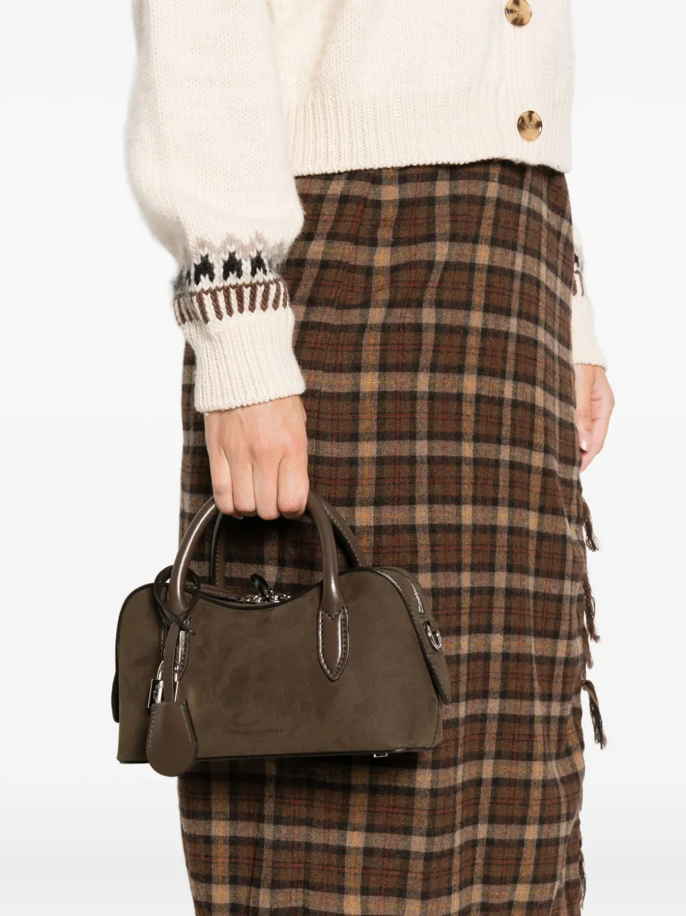 Stella McCartney Ryder shopper verfraaid met hangslot - Bruin