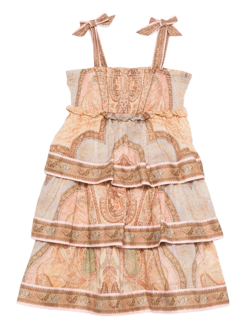 ZIMMERMANN Kids Awaken tiered ruffled dress - Toni neutri