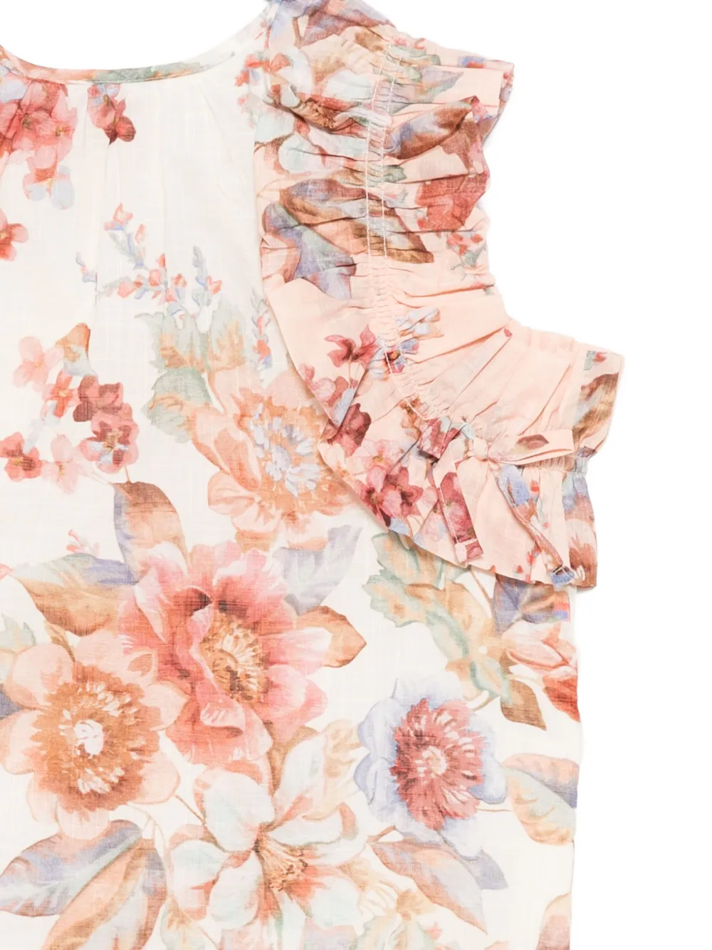 Zimmermann Awake Ruffled Floral Top In Multi