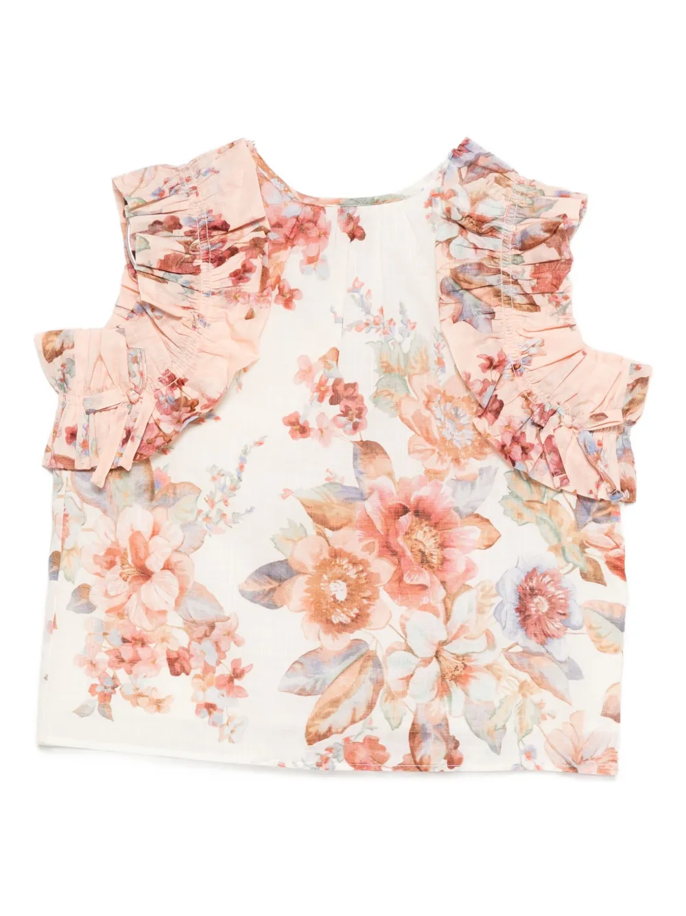 Zimmermann Awake Ruffled Floral Top In Multi