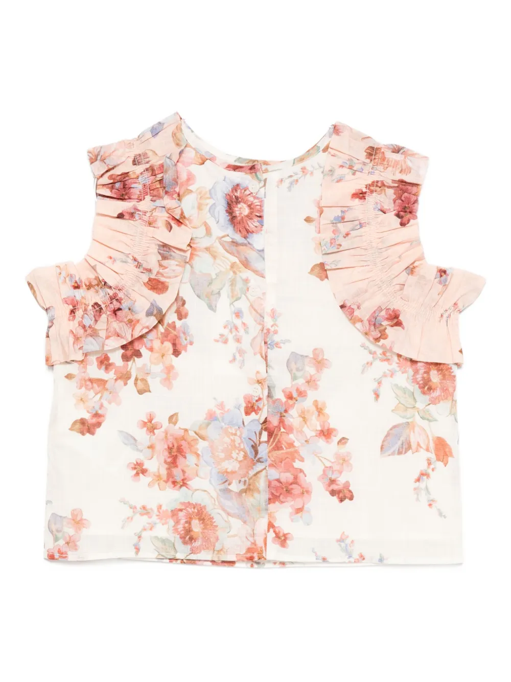 Zimmermann Awake Ruffled Floral Top In Multi