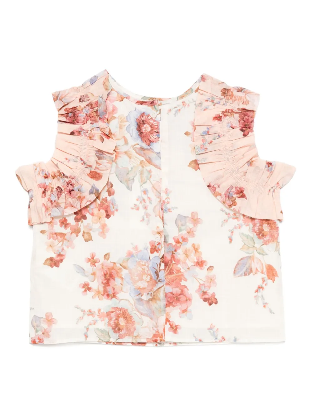 ZIMMERMANN Kids Awake top met ruches en bloemenprint Wit