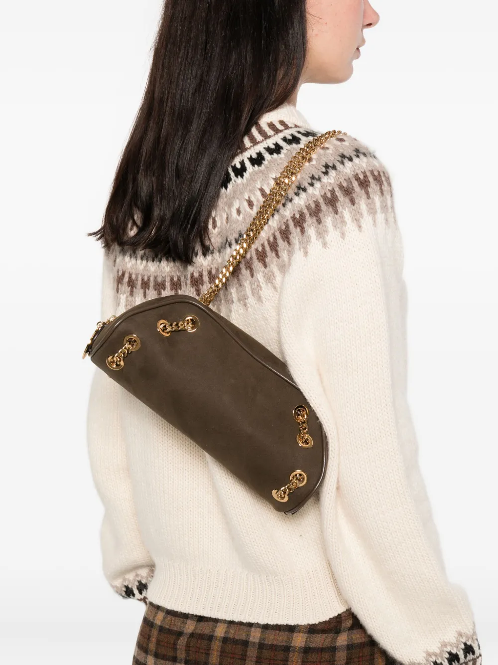 Stella McCartney Kleine Falabella schoudertas met kettingband - Bruin