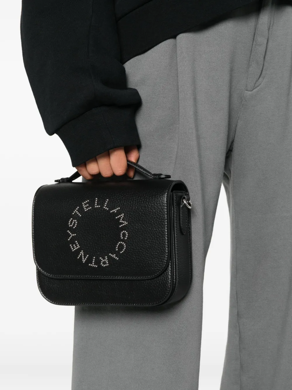 Stella Mccartney Logo-studded Mini Bag In Black