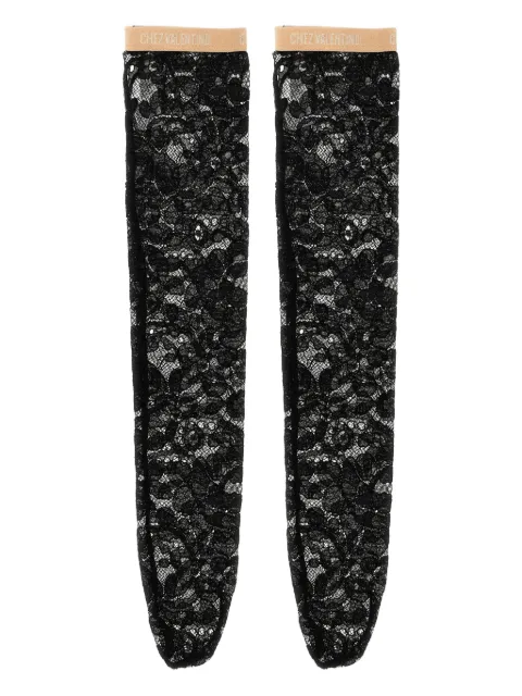 Valentino Garavani Rebordè lace logo-detail socks