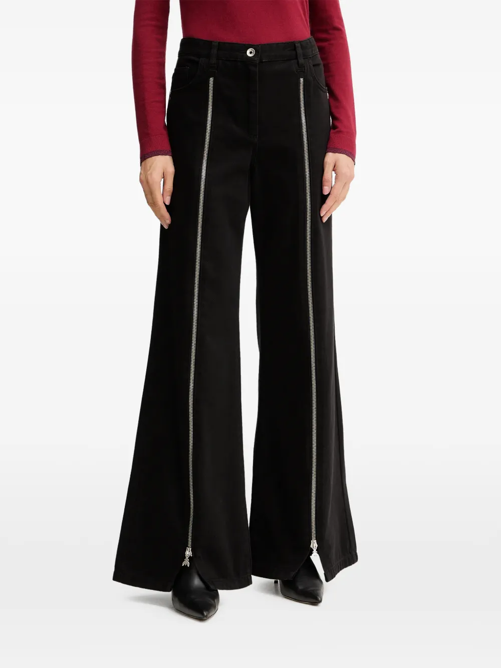 Patrizia Pepe Zip-detail Jeans In Black