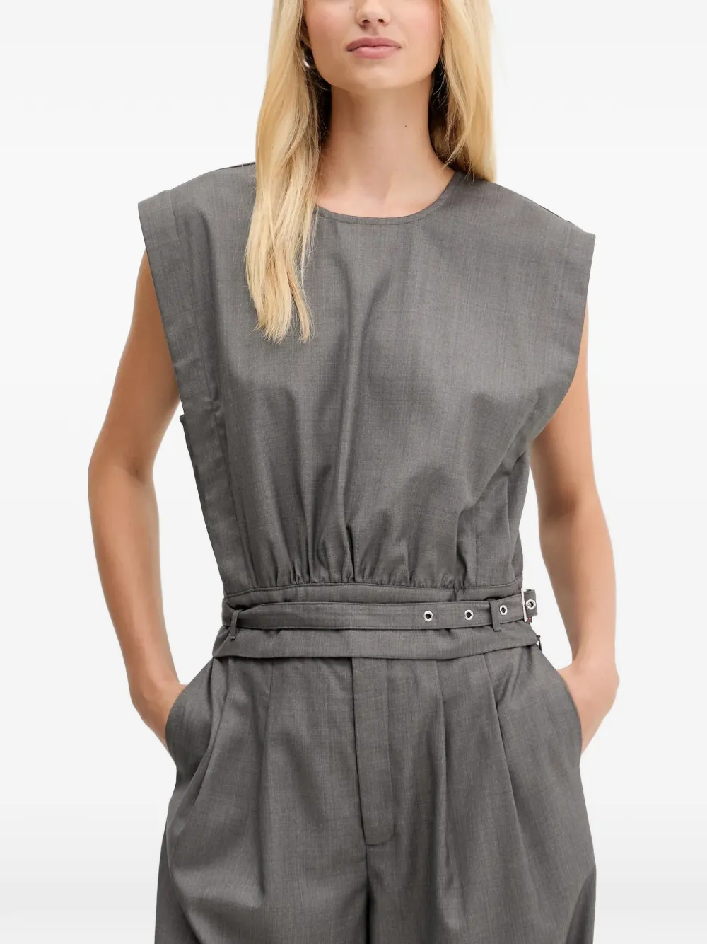 Gestuz Blusa GZeffy con cintura - Grigio