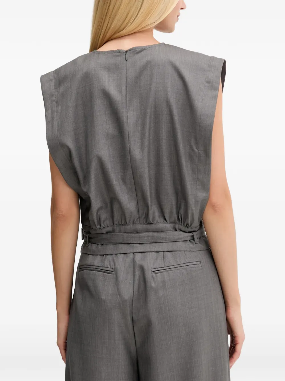  Gestuz Gzeffy Tonal Belt Blouse - Grey 