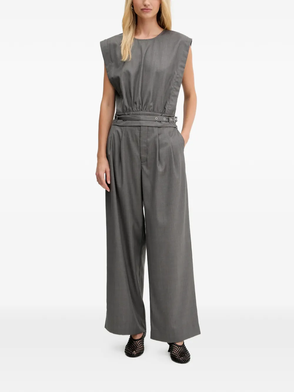 Gestuz GZeffy blouse met tonale riem - Grijs