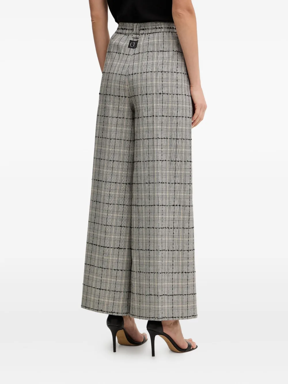 Twinset Check Palazzo Pants In Brown