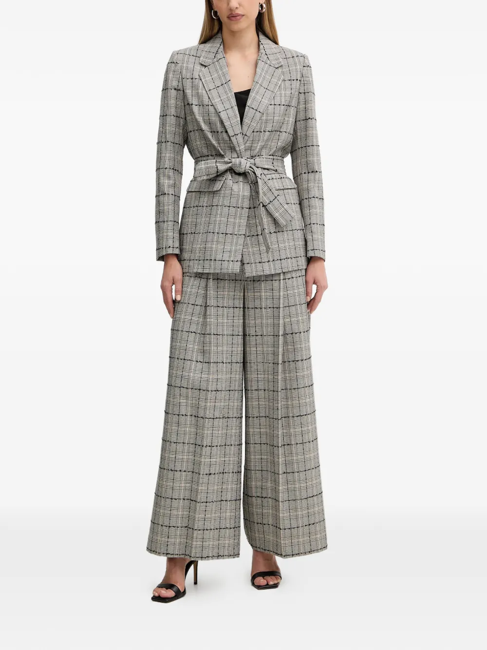  Twinset Check-pattern Wide-leg Trousers - Grey 