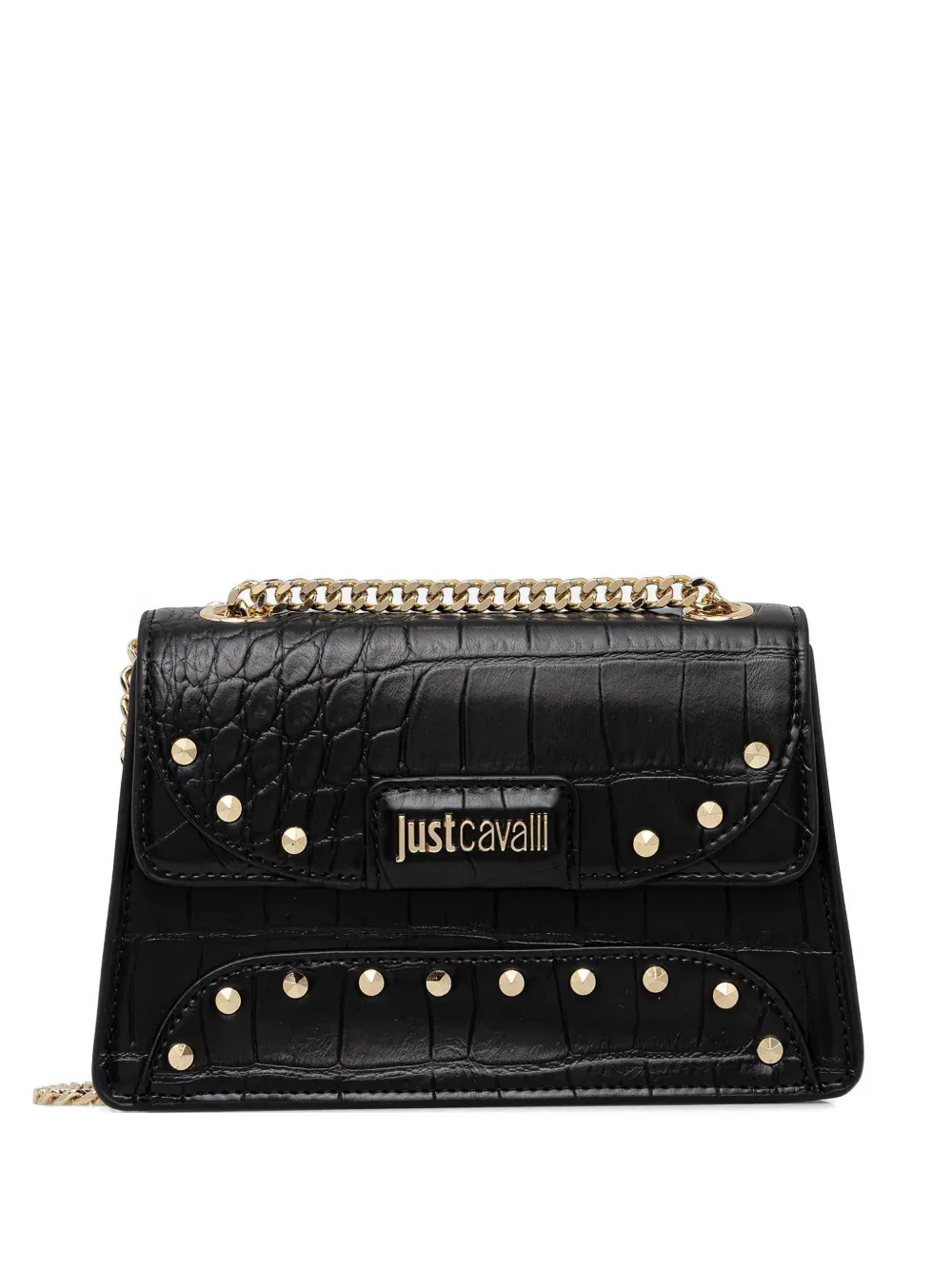 Just Cavalli spike-studded cross body bag – Black