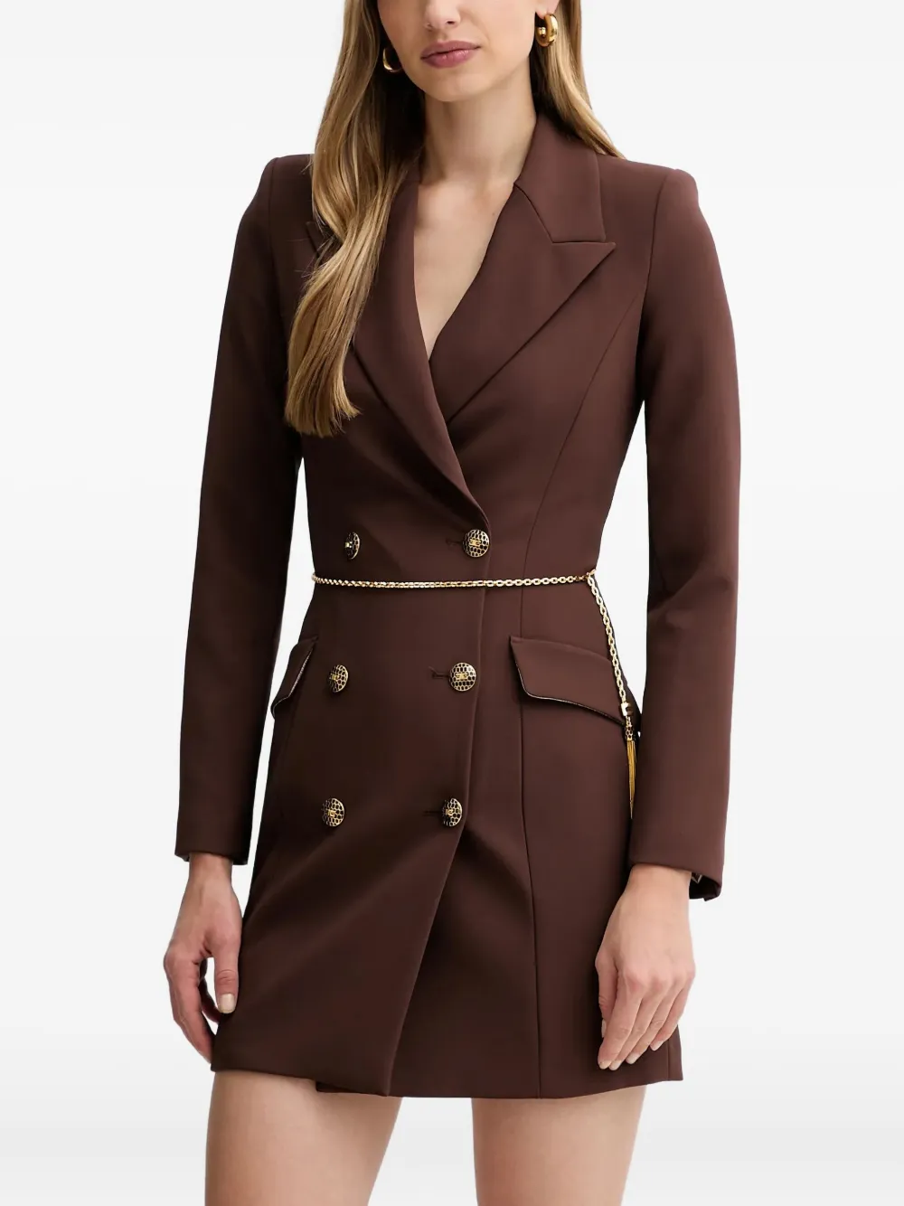 Elisabetta Franchi double-breasted mini dress - ブラウン Elisabetta Franchi double-breasted mini dress - ブラウン
