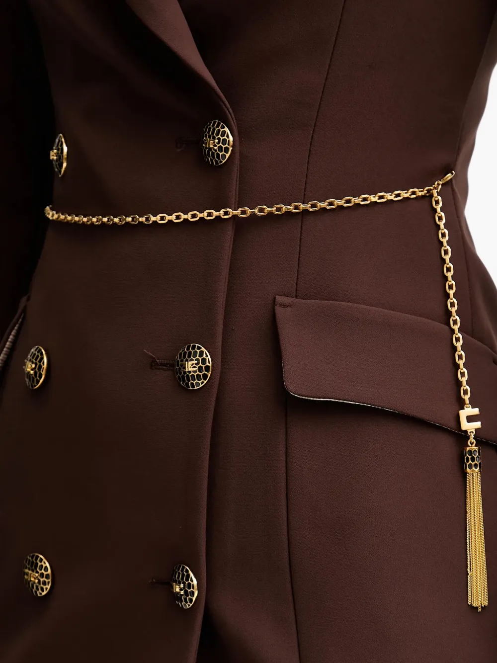 Elisabetta Franchi Double-breasted Mini Dress In Brown