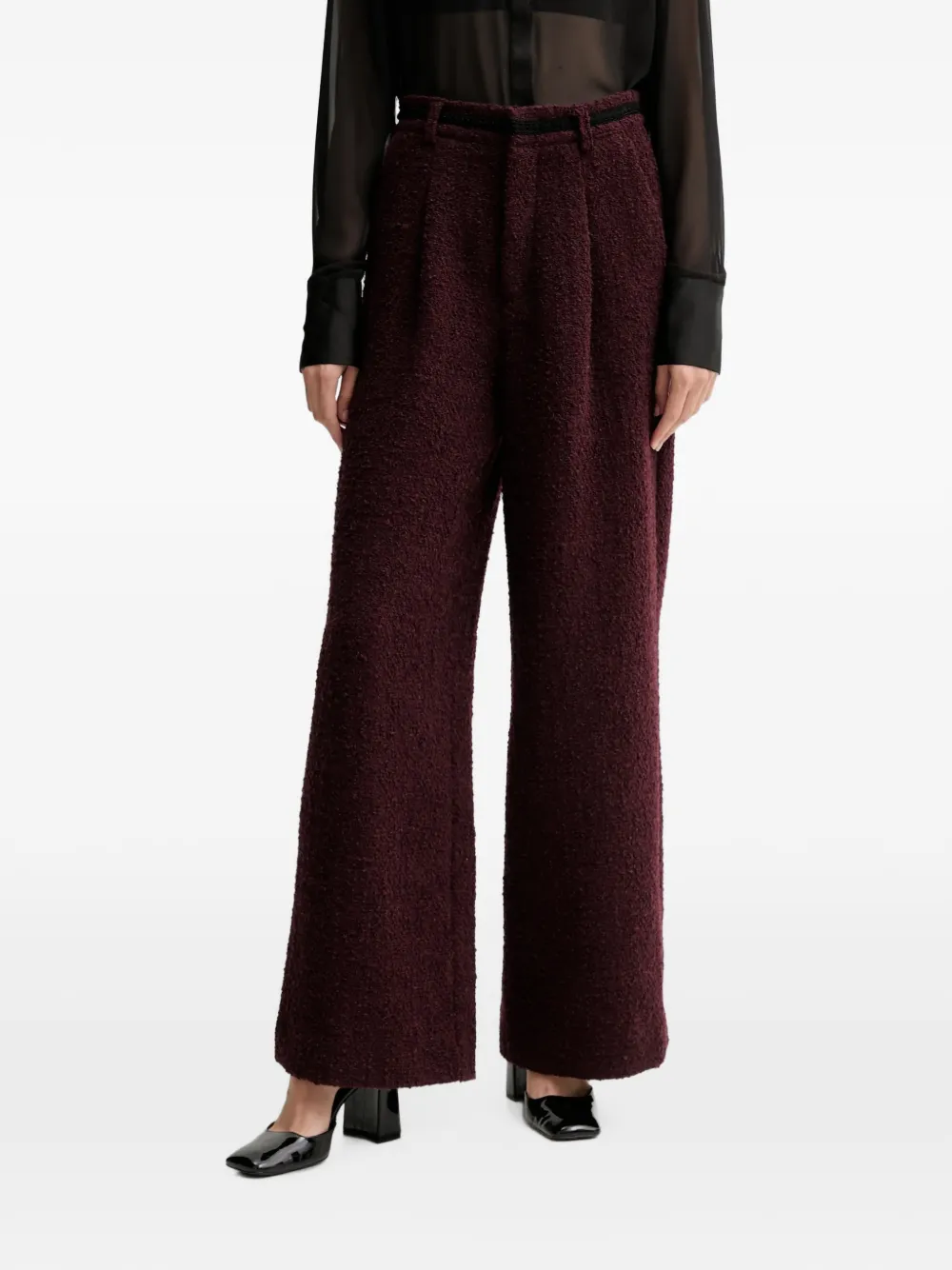 Gestuz bouclé-knit wide-leg trousers