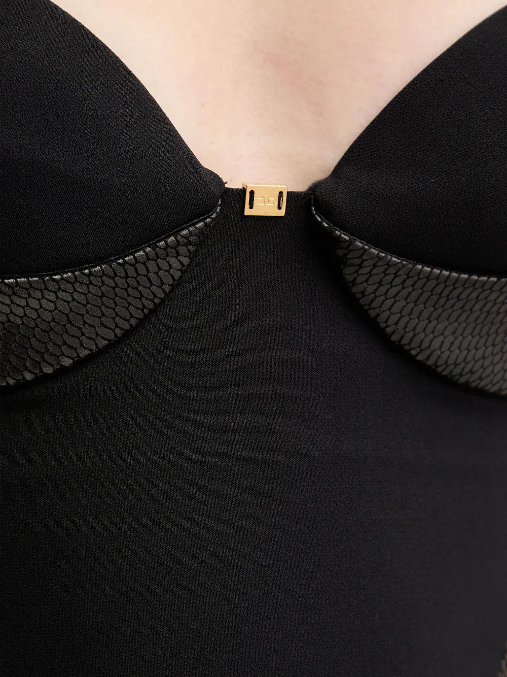 Elisabetta Franchi Sweetheart-neck Midi Dress In Black