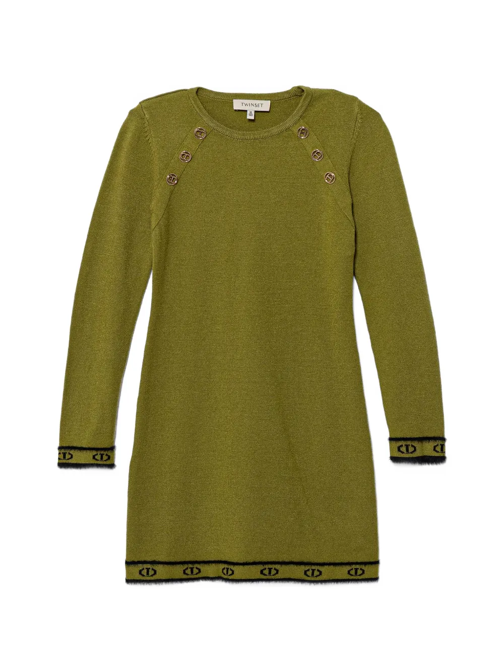 TWINSET Kids button-detail trim dress - Verde