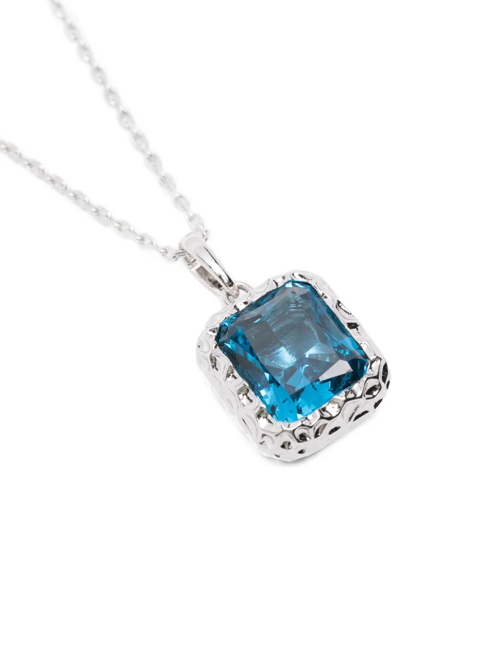 Darkai Radiant Aquamarine Square Stone Pendant Necklace In Blue
