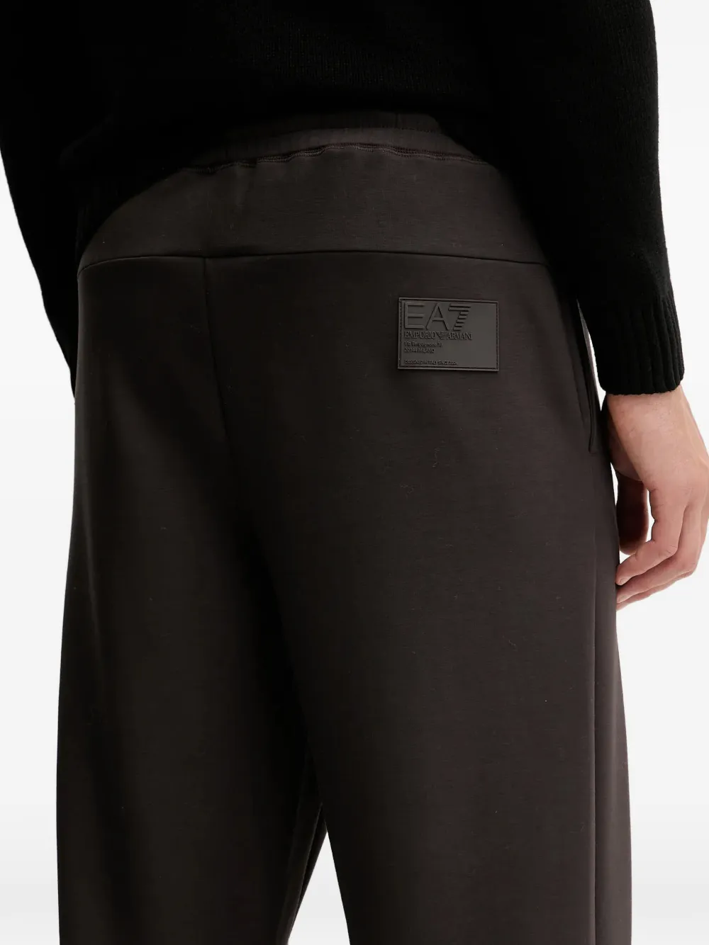 Ea7 Drawstring Logo-patch Trousers In Brown