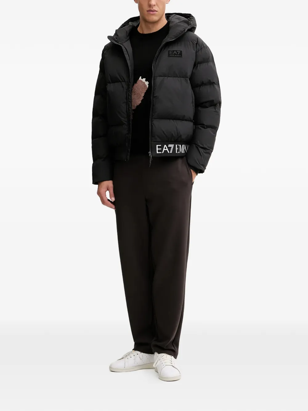 Ea7 Emporio Armani drawstring logo-patch trousers - Bruin